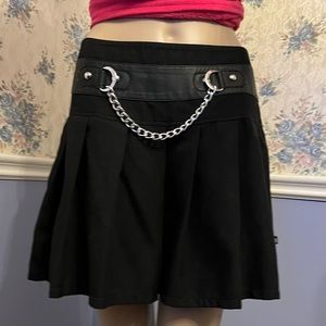 Royal Bones Black Pleated Chain Skirt, Size M